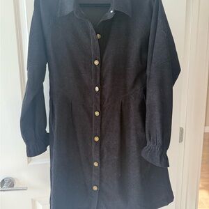 Black Button-Up corduroy Dress